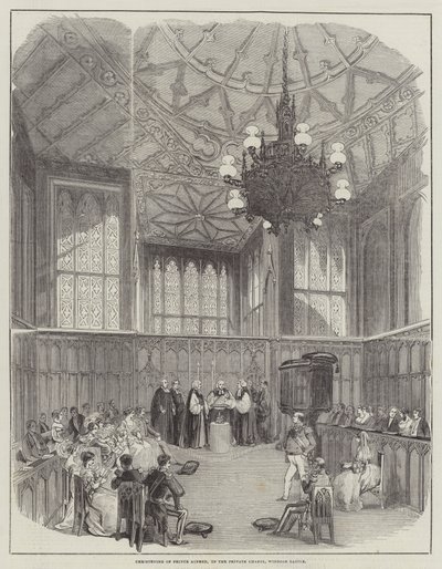 Bautizo del Príncipe Alfredo, en la Capilla Privada, Castillo de Windsor de English School