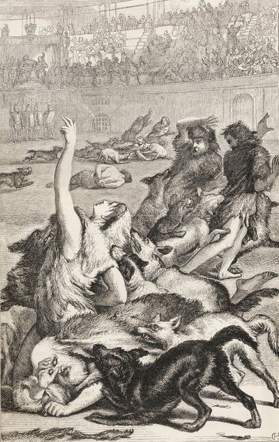 Mártires cristianos en la arena romana, c.1865 de English School