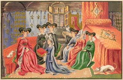Christine de Pisan presentando sus obras a la Reina de English School