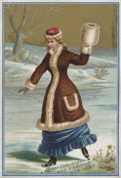 Tarjeta de Navidad (cromolito) de English School