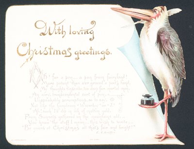 Tarjeta de Navidad con cigüeña de English School