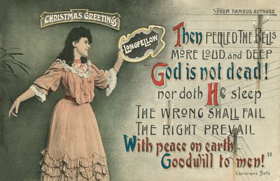 Tarjeta de felicitación navideña (litografía en color) de English School