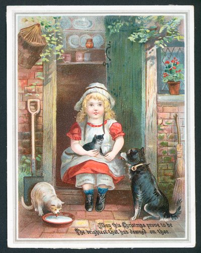 Tarjeta de Navidad con niño y mascotas de English School