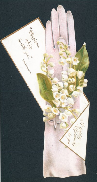 Tarjeta de felicitación navideña con guante y flores de English School