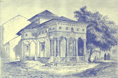 Iglesia en Bucarest, ilustración de Viajes Ilustrados, editado por H. W. Bates, publicado c.1880 de English School