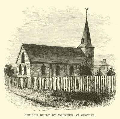 Iglesia construida por Volkner en Opotiki de English School