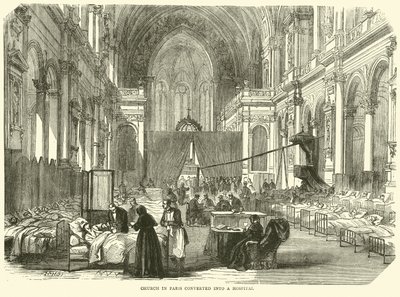 Iglesia en París convertida en hospital, noviembre 1870 de English School