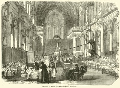 Iglesia en París convertida en hospital, noviembre 1870 de English School