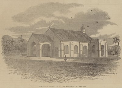 Iglesia recientemente construida en Vizianagram, Madrás (grabado) de English School