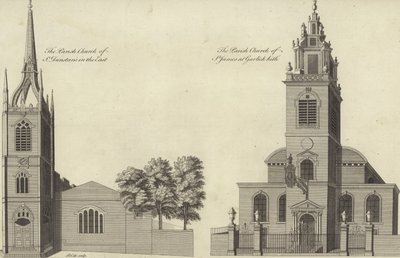 Iglesia de San Dunstan en el Este e iglesia de San Jaime Garlickhythe, Londres de English School
