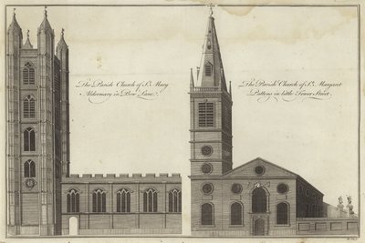 Iglesia de Santa María Aldermary en Bow Lane e Iglesia de Santa Margarita Pattens en Little Tower Street, Londres de English School