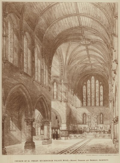 Iglesia de San Felipe, Buckingham Palace Road (grabado) de English School