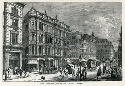 Mejoras de la ciudad - Queen Victoria Street, Londres de English School