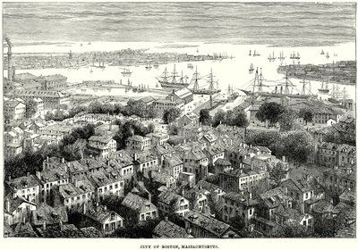 Ciudad de Boston, Massachusetts (grabado) de English School