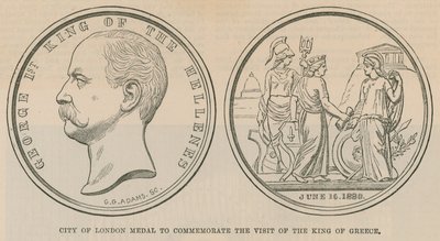 Medalla de la Ciudad de Londres para conmemorar la visita del Rey de Grecia en junio de 1880 de English School