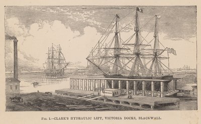 Elevador hidráulico de Clark, Muelles Victoria, Blackwall de English School