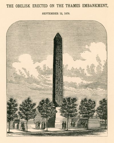 La Aguja de Cleopatra; El obelisco erigido en el Embankment del Támesis, 12 de septiembre de 1878 de English School