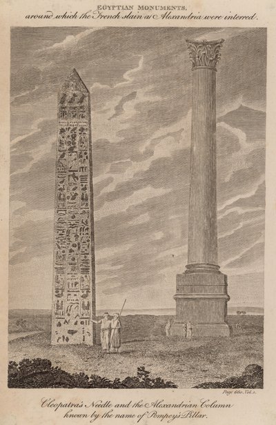 Aguja de Cleopatra y la Columna Alejandrina conocida como la Columna de Pompeyo de English School