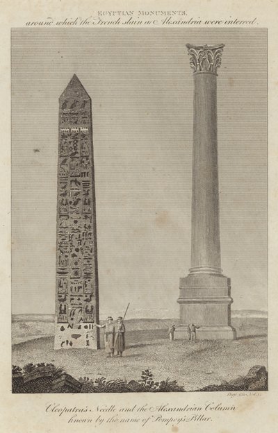La Aguja de Cleopatra y la Columna Alejandrina conocida como el Pilar de Pompeyo de English School