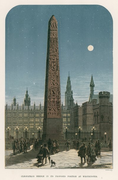 La Aguja de Cleopatra en su posición propuesta en Westminster de English School
