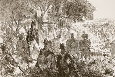Clive en Plassey, ilustración de Cassells Illustrated History of India de James Grant, pub. 1879 de English School