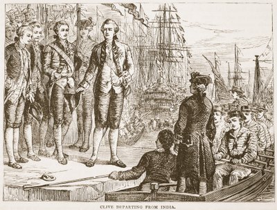 Clive partiendo de la India, ilustración de Cassells Illustrated History of India de James Grant, pub. 1879 de English School