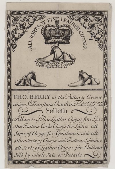 Fabricantes de zuecos, Thomas Berry, tarjeta comercial de English School