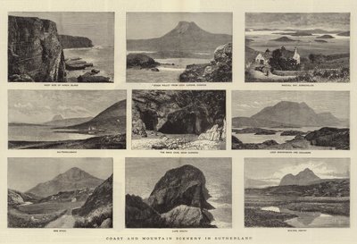 Paisaje costero y montañoso en Sutherland de English School