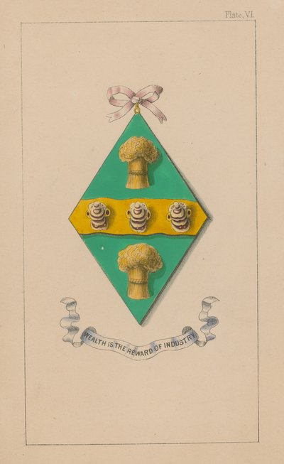 Escudo de Armas; La riqueza es la recompensa de la industria de English School