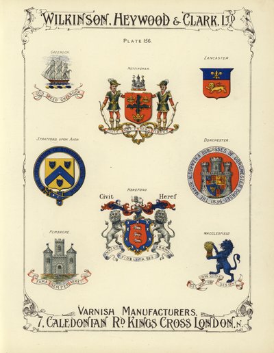 Escudos de armas de ciudades y pueblos británicos de English School