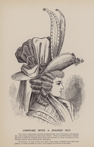Coiffure con sombrero español (grabado) de English School