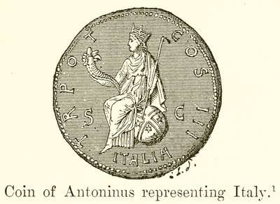 Moneda de Antonino representando Italia de English School
