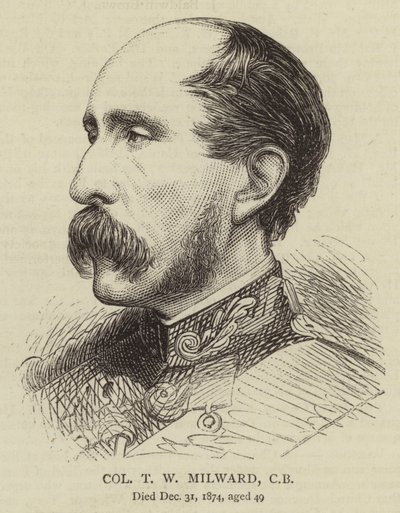 Coronel T W Milward, CB (grabado) de English School