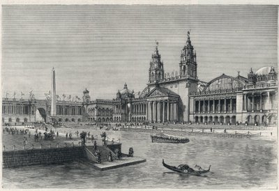 Feria Mundial Colombina o Exposición Mundial Colombina, La exposición de Chicago 1893: el salón de maquinaria - Grabado 1893 de 