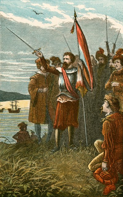 Colón toma posesión de San Salvador para España de English School