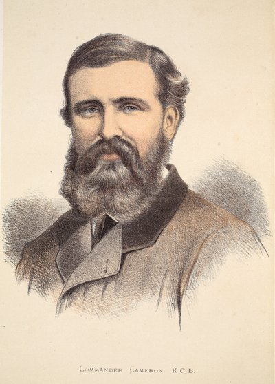 Comandante Cameron, ilustración de The Pictorial Edition of the Life and Discoveries of David Livingstone por J. Ewing Richie, pub. por A. Fullarton & Co., 1876 de English School