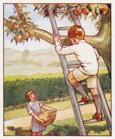 Comandos: Sube por la escalera con cuidado (litografía en color) de English School