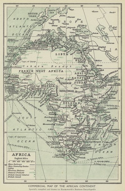 Mapa comercial del continente africano (litografía) de English School