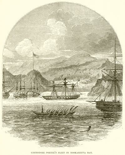 Flota del Comodoro Porter en la Bahía de Nookaheeva de English School
