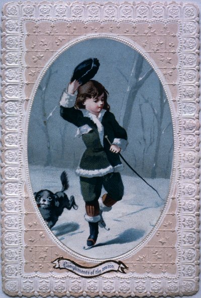 Saludos de la Temporada, tarjeta navideña victoriana de English School