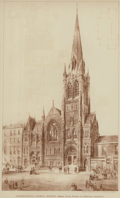 Iglesia Congregacional, Croydon (grabado) de English School