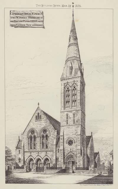 Iglesia Congregacional y Escuelas, Woodford (grabado) de English School