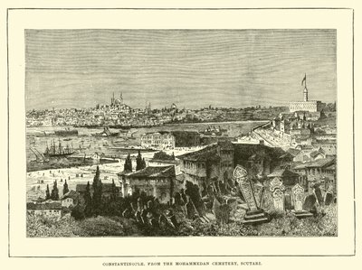 Constantinopla, desde el cementerio musulmán, Scutari de English School