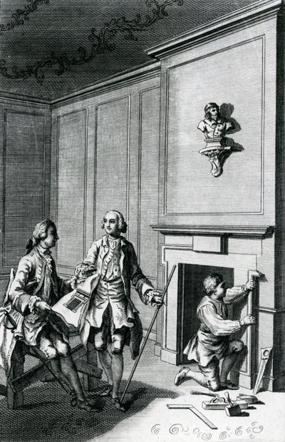 Construcción de una Chimenea (grabado) de English School