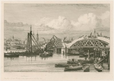 Construcción del nuevo Puente de Londres, 26 de julio de 1827 de English School