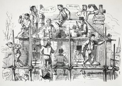 Trabajadores de la construcción, ilustración de Punch de English School