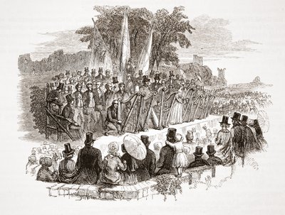 Concurso por el arpa de oro en el Eisteddfod Real de Denbigh, ante S.A.R. el duque de Sussex en 1828 de English School