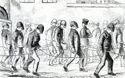 Convictos ejercitándose en la prisión de Pentonville, de 