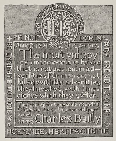 Copia de una talla de Charles Bailly, de la pared de la Torre Beauchamp, Torre de Londres, 1571 de English School