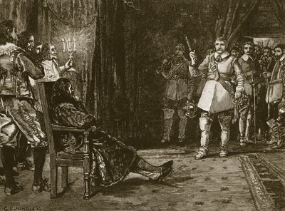 Entrevista del Corneta Joyce con Carlos, ilustración de Cassells Illustrated History of England de English School